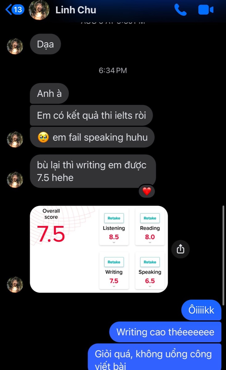 Kết quả thi của học viên