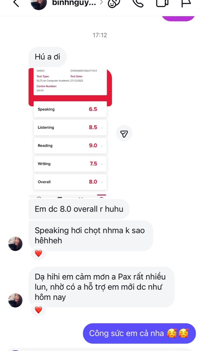 Kết quả thi của học viên